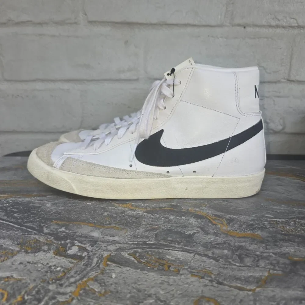 Nike Blazer Mid 77 Vintage White Black Sneakers BQ6806-100 Men US 9 EU 42.5